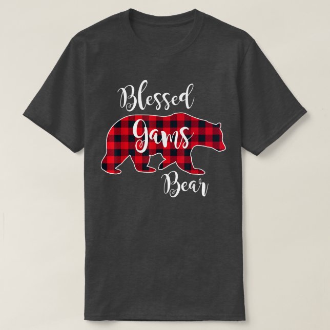 Blessed Gams Bear Red Buffalo Check Plaid Fun Gran T-Shirt (Design vorne)