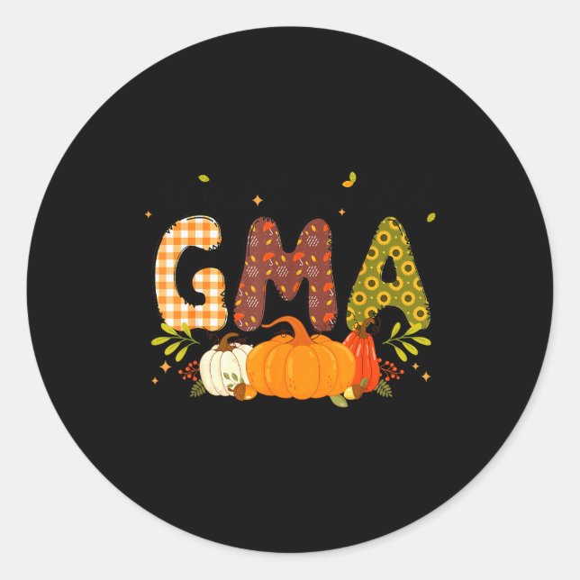 Blessed Gma Pumpkin Fall Autumn Thanksgiving Mom W Runder Aufkleber (Vorderseite)