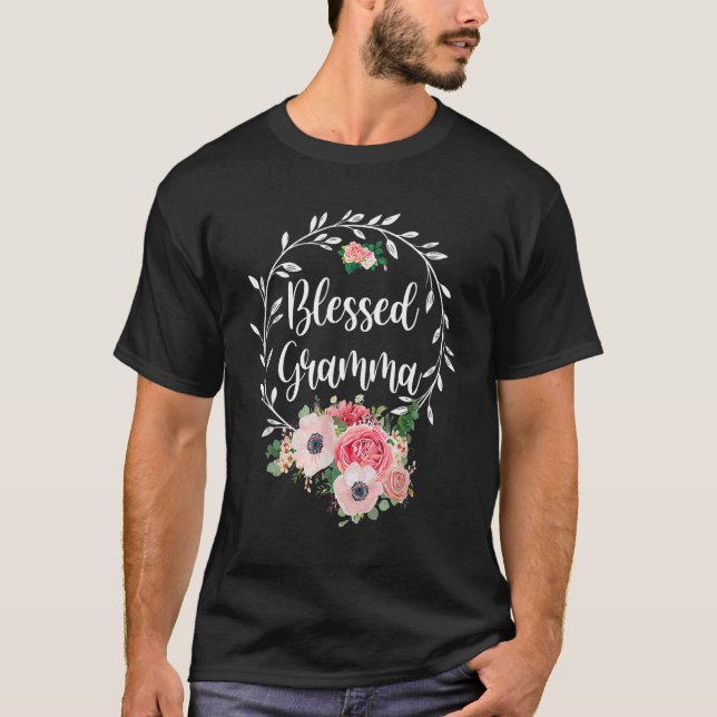 Blessed Gramma  Flower Decor T-Shirt (Vorderseite)