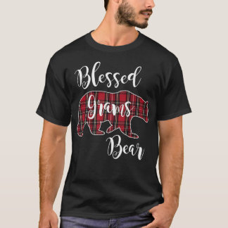 Blessed Grams Bear Red Tartan Plaid Fun Grandma Gi T-Shirt