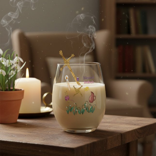 Blessed Imbolc Glass Light Renewal Brigid Design Weinglas Ohne Stiel (Von Creator hochgeladen)
