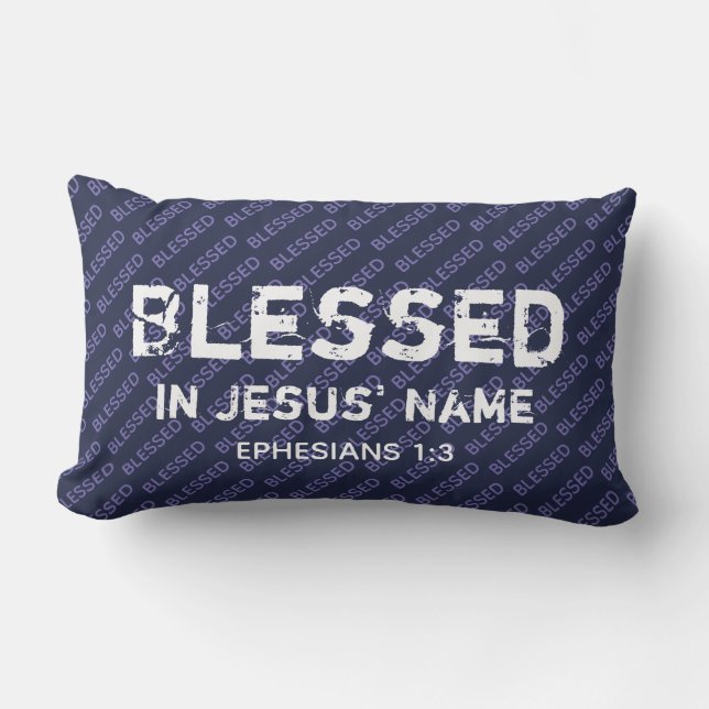 BLESSED IN JESUS' NAME Christlich Scripture Blue Lendenkissen (Vorderseite)