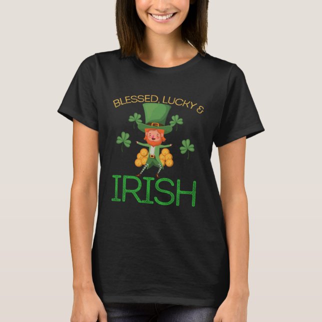 Blessed Lucky & Irish Men Women Kids Patricks Day  T-Shirt (Vorderseite)