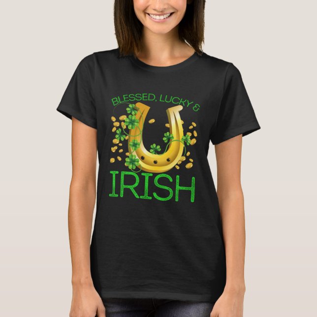 Blessed Lucky & Irish Men Women Kids Patricks Day  T-Shirt (Vorderseite)