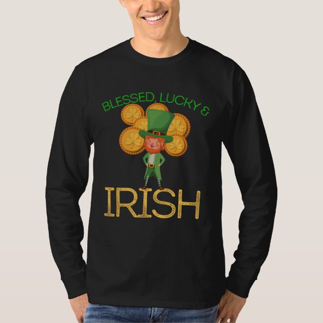 Blessed Lucky & Irish Men Women Kids Patricks Day  T-Shirt (Vorderseite)