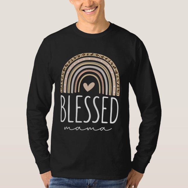 Blessed Mama  Leopard Rainbow T-Shirt (Vorderseite)