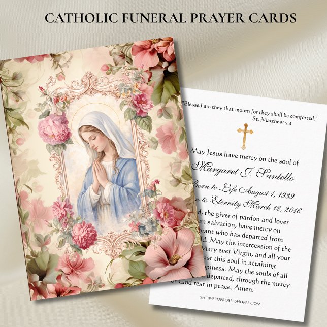 Blessed Mary Catholic Funeral Memorial Holy Card - Visitenkarte (Von Creator hochgeladen)