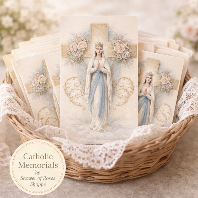 Blessed Mary Catholic Funeral Memorial Holy Card - Visitenkarte (Von Creator hochgeladen)