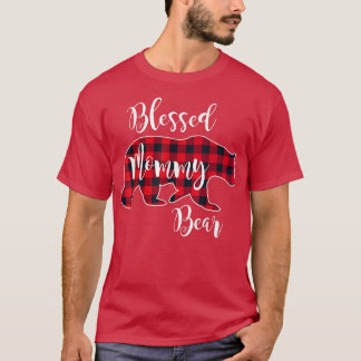 Blessed Mommy Bear Buffalo Check Plaid Pattern Mam T-Shirt