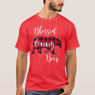 Blessed Mommy Bear Buffalo Check Plaid Pattern Mam T-Shirt