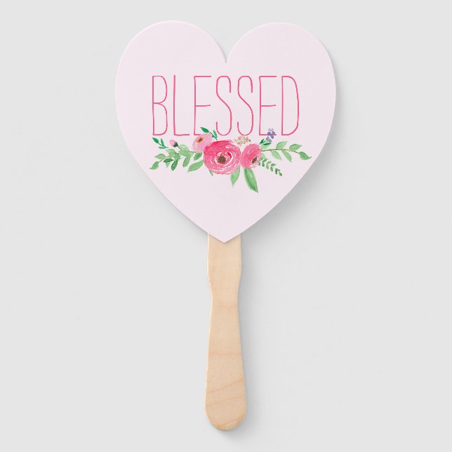 Blessed Pink Watercolor Floral Fächer (Vorderseite)