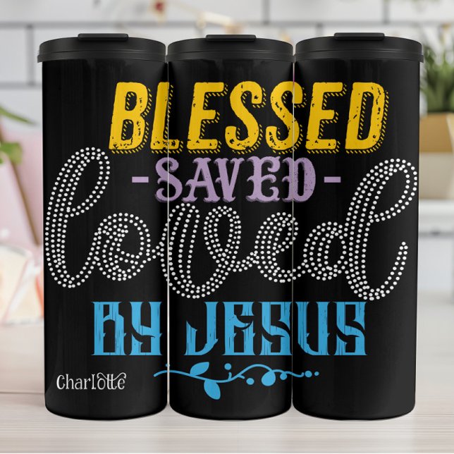 Blessed Saved Loved By Jesus Thermosbecher (Von Creator hochgeladen)