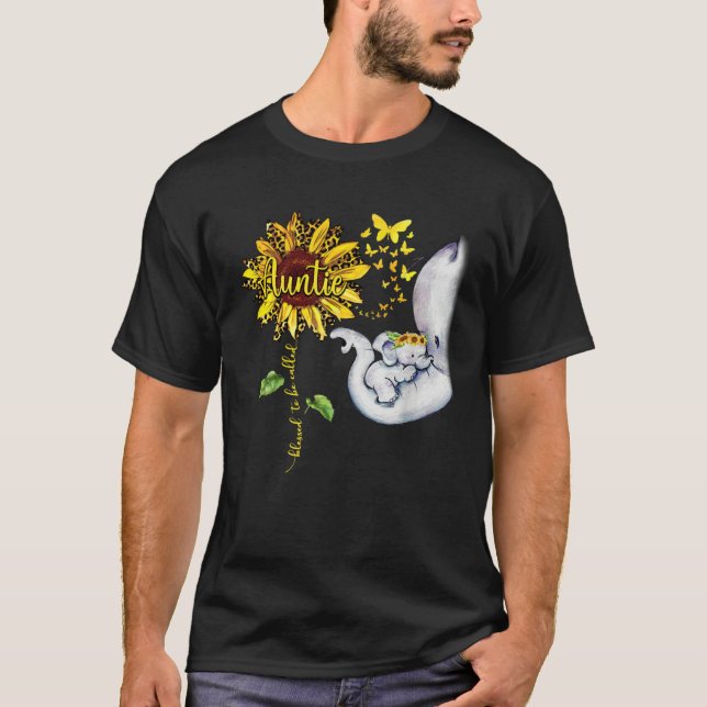 Blessed To Be Called Auntie  Elephant Sunflower T-Shirt (Vorderseite)
