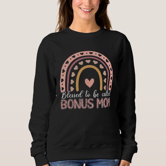 Blessed To Be Called Bonus Mom Leopard Rainbow Mom Sweatshirt (Vorderseite)