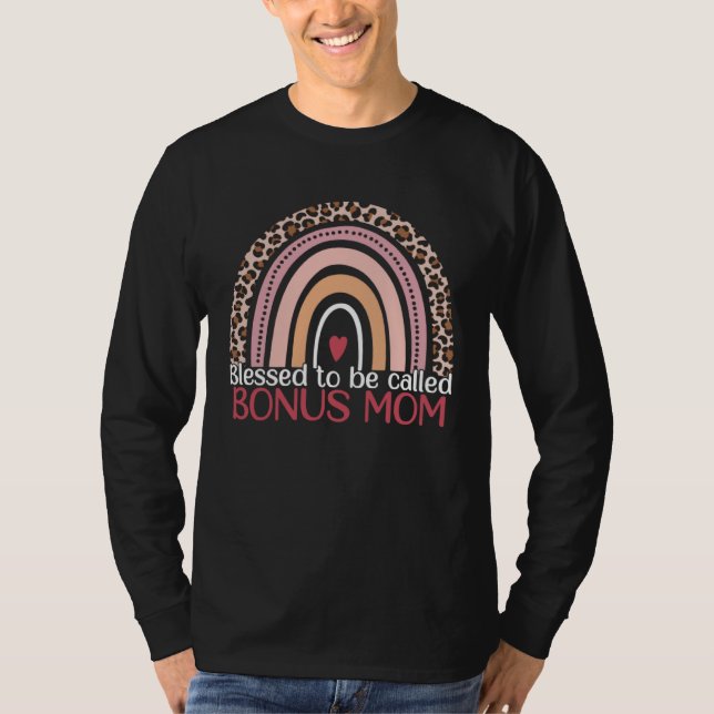 Blessed To Be Called Bonus Mom Rainbow Leopard Mom T-Shirt (Vorderseite)