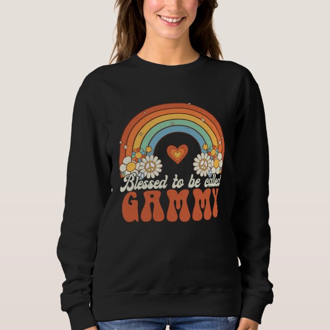Blessed To Be Called Gammy Groovy Rainbow Mothers  Sweatshirt (Vorderseite)