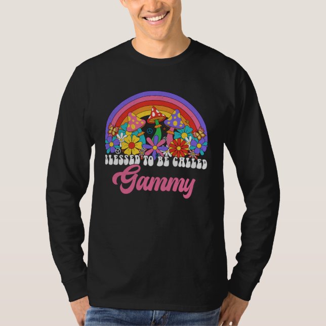 Blessed To Be Called Gammy Rainbow Groovy Hippie F T-Shirt (Vorderseite)
