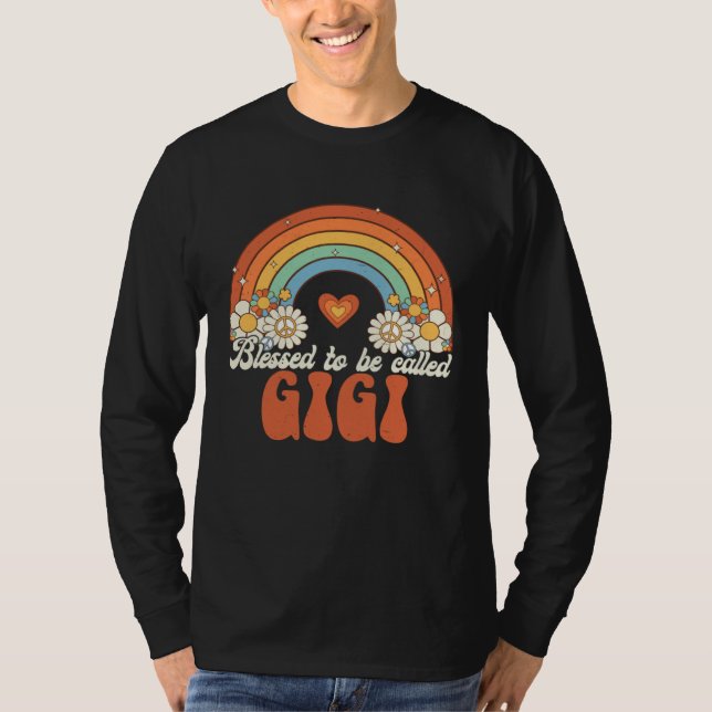 Blessed To Be Called Gigi Groovy Rainbow Mother s  T-Shirt (Vorderseite)