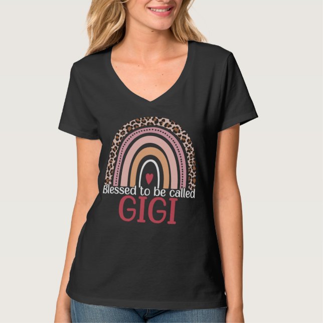 Blessed To Be Called Gigi Rainbow Leopard Print Mo T-Shirt (Vorderseite)