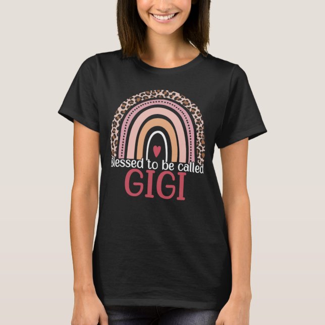 Blessed To Be Called Gigi Rainbow Leopard Print Mo T-Shirt (Vorderseite)