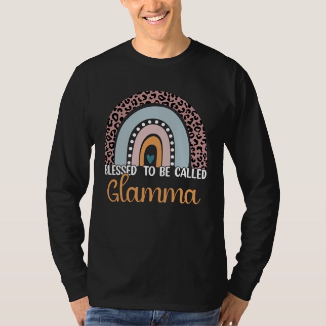Blessed To Be Called Glamma Rainbow Leopard Cute M T-Shirt (Vorderseite)