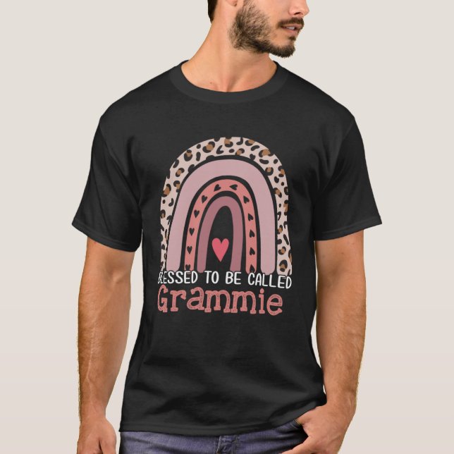 Blessed To Be Called Grammie Rainbow Leopard Mothe T-Shirt (Vorderseite)