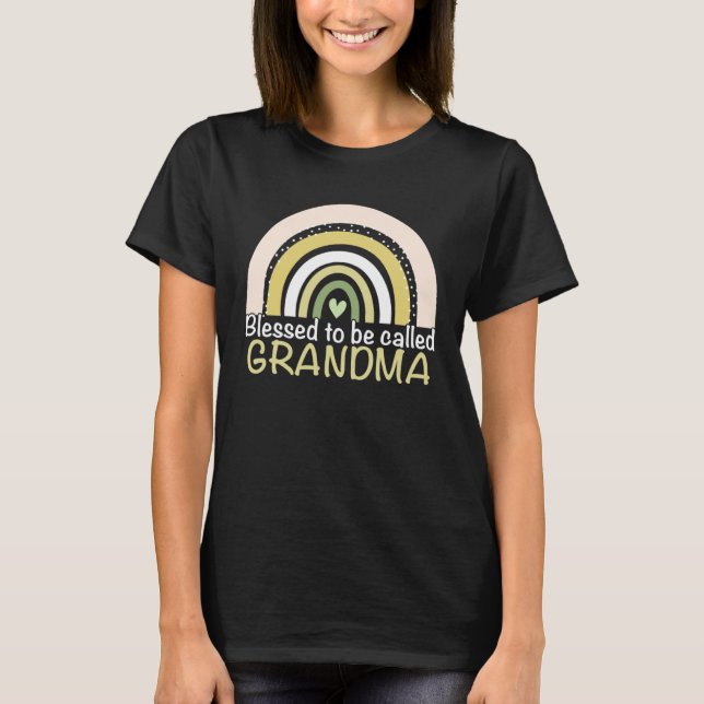 Blessed To Be Called Grandma Boho Rainbow Cute Mot T-Shirt (Vorderseite)