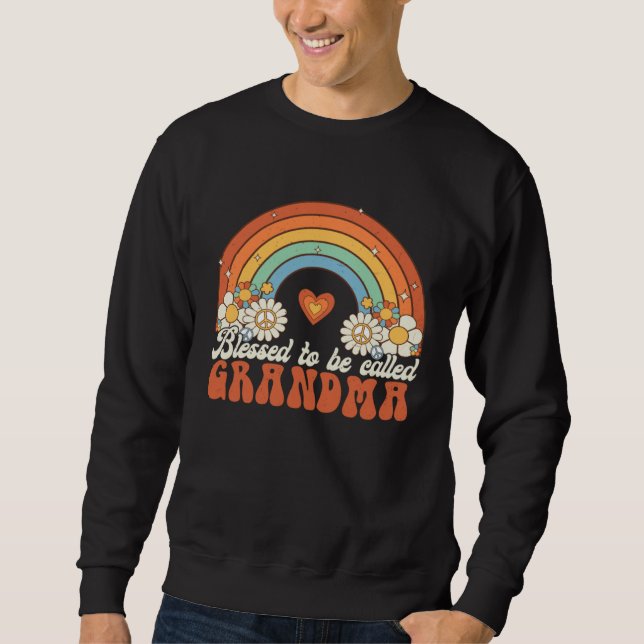 Blessed To Be Called Grandma Groovy Rainbow Mother Sweatshirt (Vorderseite)