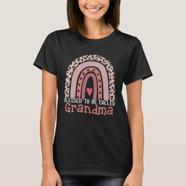 Blessed To Be Called Grandma Rainbow Leopard Mothe T-Shirt (Vorderseite)