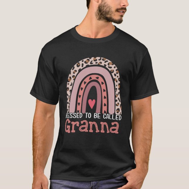 Blessed To Be Called Granna Rainbow Leopard Mother T-Shirt (Vorderseite)
