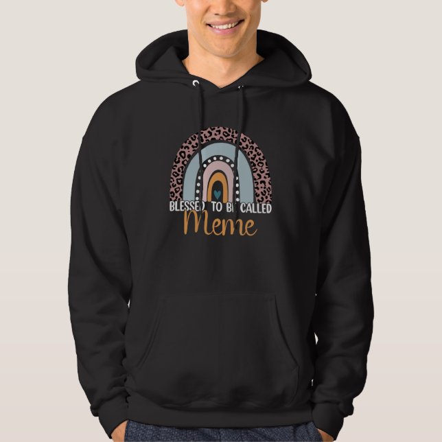 Blessed To Be Called Meme Rainbow Leopard Mom Gran Hoodie (Vorderseite)