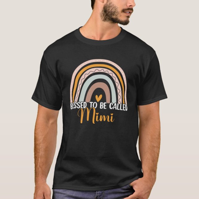 Blessed To Be Called Mimi Boho Rainbow Mother s Da T-Shirt (Vorderseite)