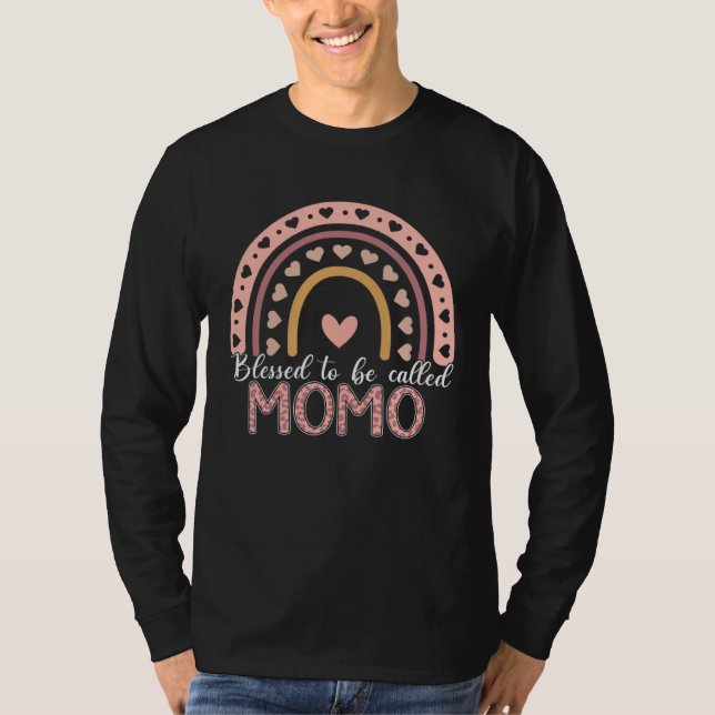 Blessed To Be Called Momo Leopard Rainbow Cute Mom T-Shirt (Vorderseite)
