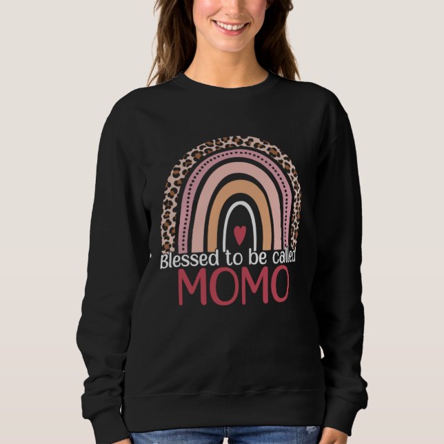Blessed To Be Called Momo Rainbow Leopard Print Mo Sweatshirt (Vorderseite)