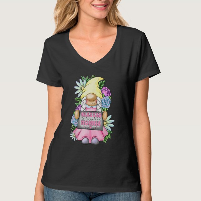 Blessed To Be Called Nonnie Gnome Cute Girl Mother T-Shirt (Vorderseite)