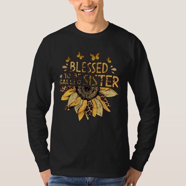 Blessed To Be Called Sister Sunflower Leopard T-Shirt (Vorderseite)