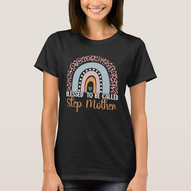 Blessed To Be Called Stepmother Leopard Rainbow Mo T-Shirt (Vorderseite)