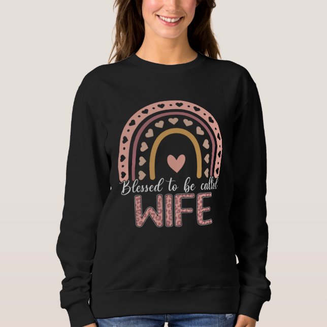 Blessed To Be Called Wife Leopard Rainbow Cute Mom Sweatshirt (Vorderseite)