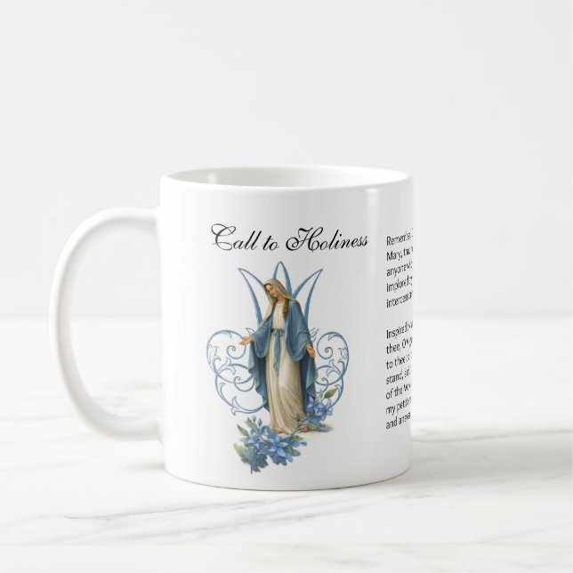 Blessed Virgin Mary Floral Memorare Prayer Coffee Kaffeetasse (Links)