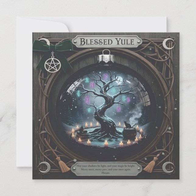 Blessed Yule Card – Pagan Winter Solstice Greeting Karte (Vorderseite)