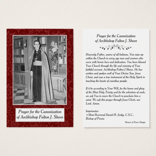 BLESSEED ARCHBISHOP FULTON SHEEN PRAYER CARDS (Vorne & Hinten)