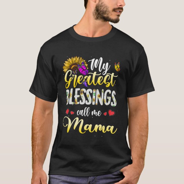 Blessings Call Me Mama Butterfly Heart and Themed  T-Shirt (Vorderseite)