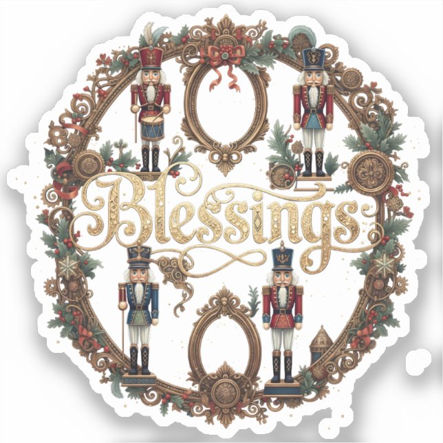 Blessings Elegant Nutcracker Aufkleber (Vorderseite)
