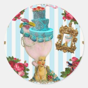 Bleu Cakes und RosaTee für Marie Antoinette Runder Aufkleber