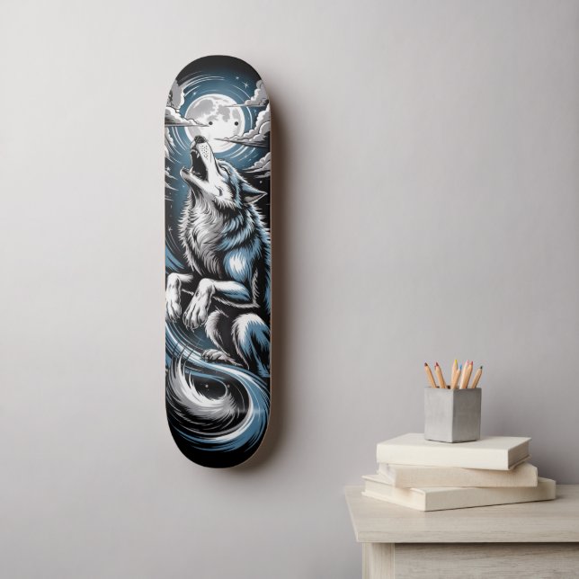 Bleu Wolf Skateboard design (Wandkunst)