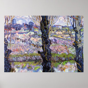 Blick auf Arles, blühender Obstgarten Poster
