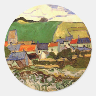 Blick auf Auvers Vincent van Gogh Runder Aufkleber