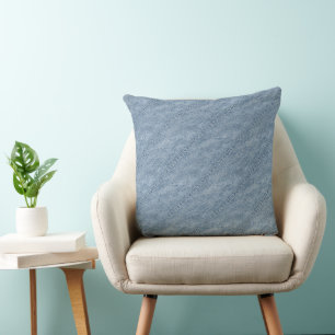 Blick auf Blue Jean Denim Kissen