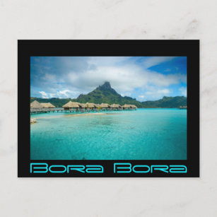 Blick auf Bora Bora Insel schwarzer Text Postkarte