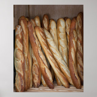 Blick auf Brotlaibe in Bäckereifenstern Poster